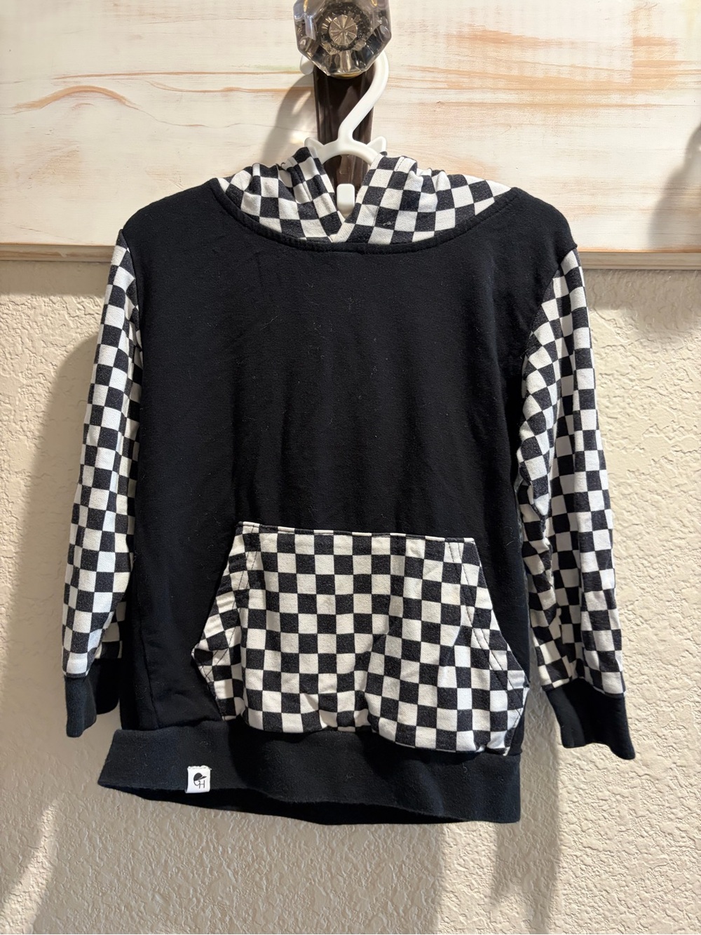 Kids Black & White Check Hoodie Matching Set